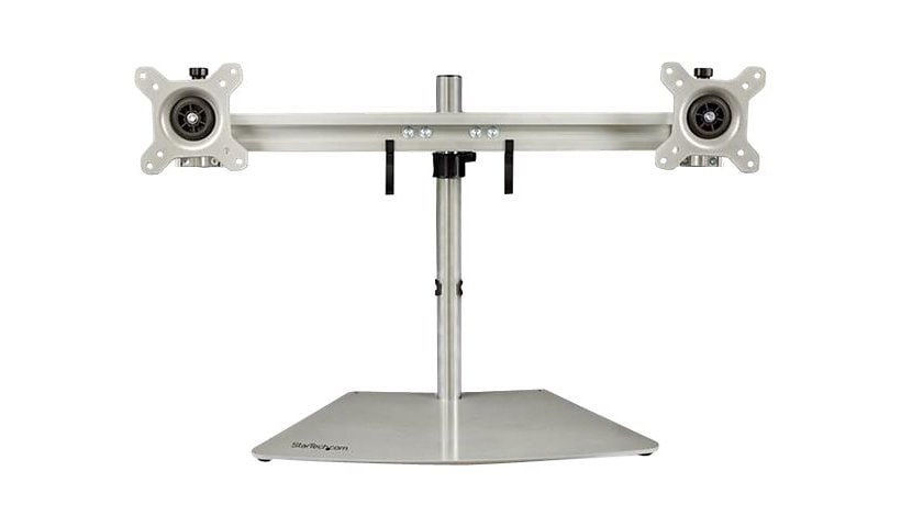 StarTech.com Dual Monitor Stand, Free Standing Desktop Pole Stand for 2x 24" (17.6lb/8kg) VESA Mount Displays, Height