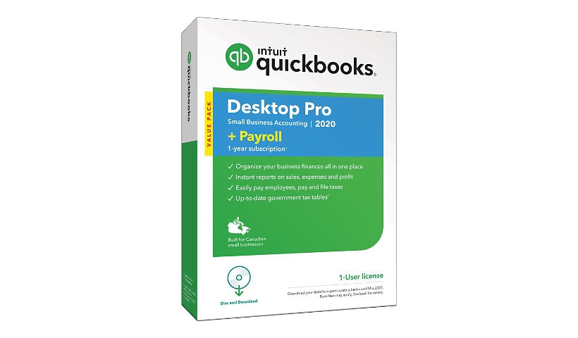 QuickBooks Desktop Pro 2020 - version boîte - 1 utilisateur - avec 1 an d'abonnement de paie