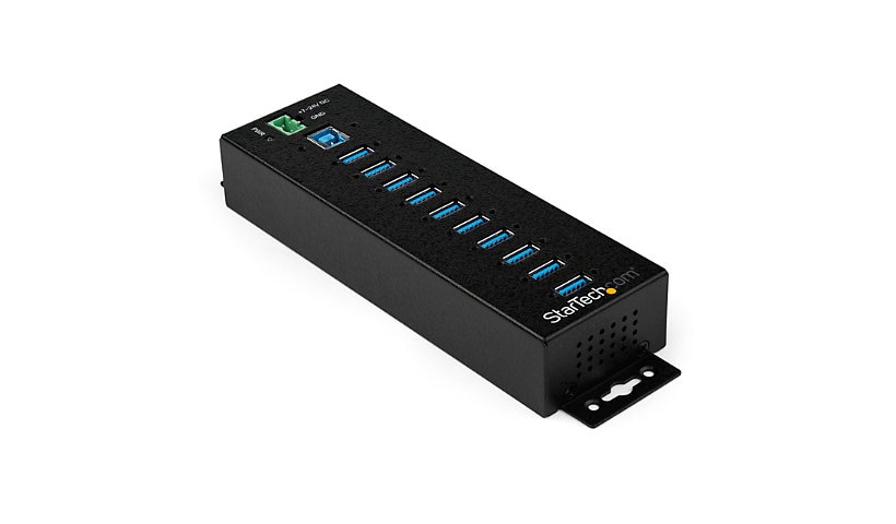 StarTech.com 10 Port USB Hub w/ Power Adapter - Metal Industrial Hub USB 3.0 5Gbps Data - Mountable