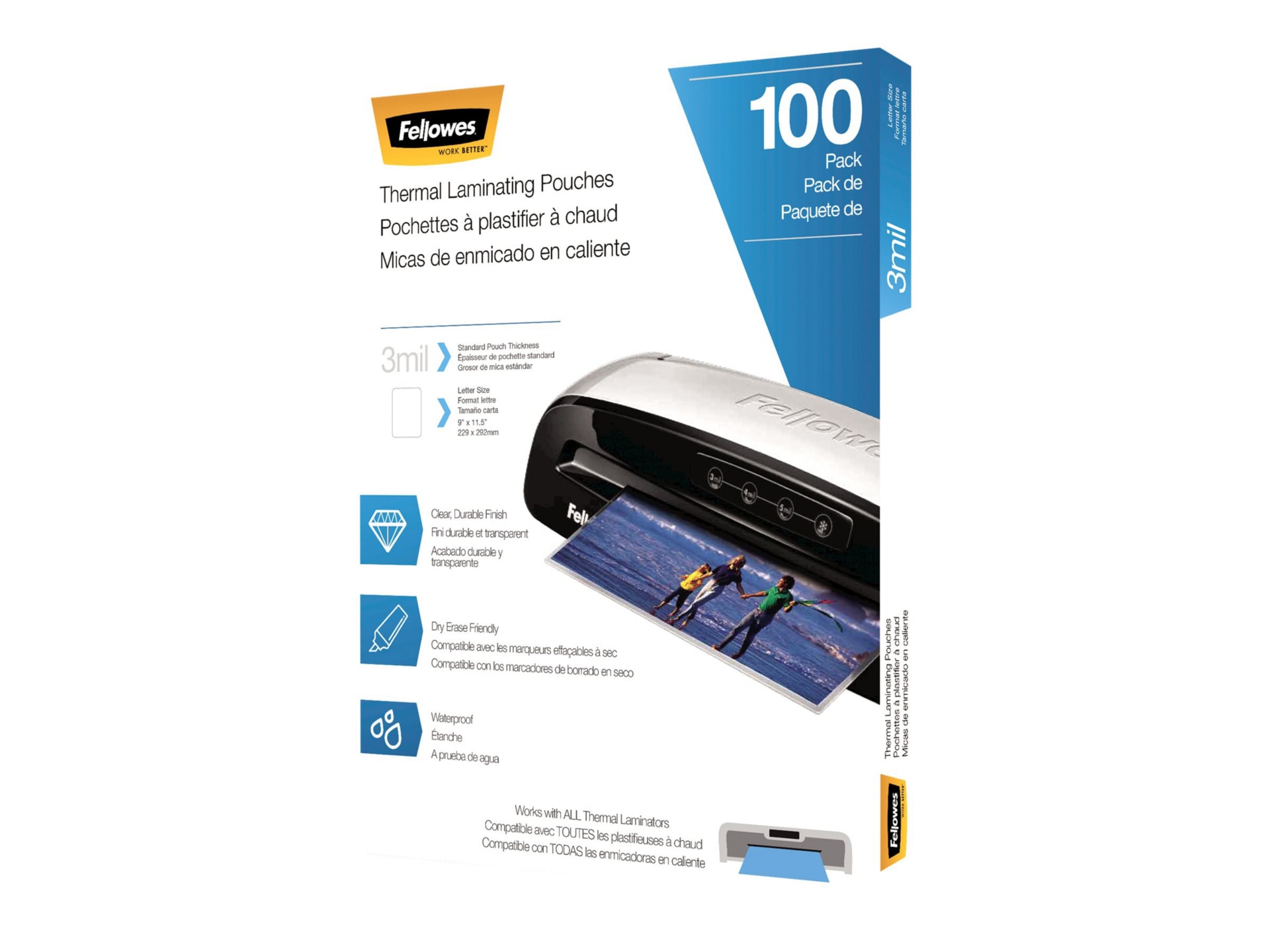 Fellowes - 100-pack - clear - Letter - glossy laminating pouches
