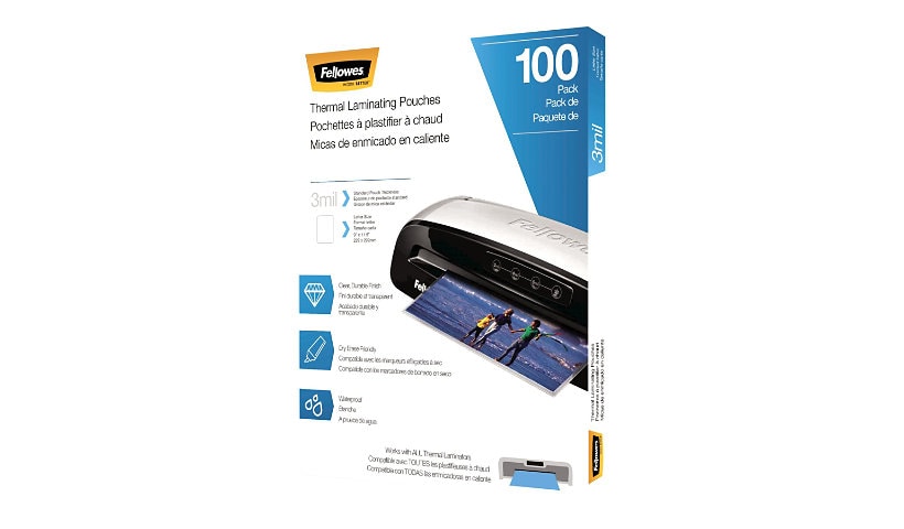 Fellowes - 100-pack - clear - Letter - glossy laminating pouches