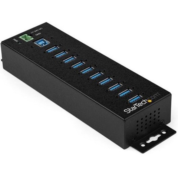 StarTech.com 10 Port USB Hub w/ Power Adapter, Metal Industrial USB 3.0 Dat
