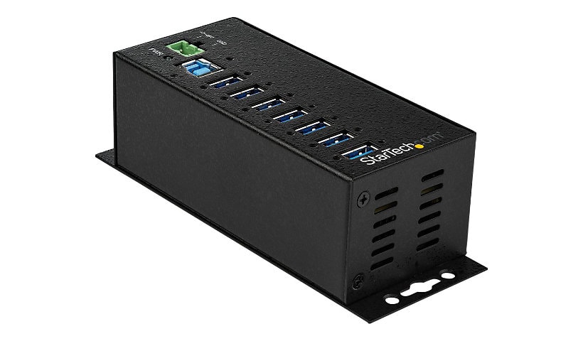 StarTech.com 7 Port USB Hub w/ Power Adapter - Metal Industrial USB 3.0 Data Hub - Din Rail, Wall & Desk Mountable USB