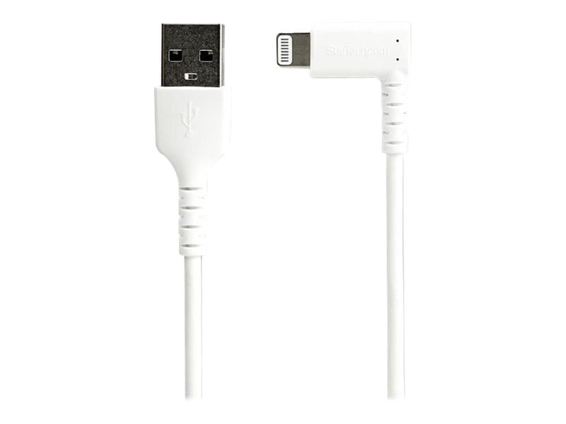 StarTech.com 1m USB A to Lightning Cable iPhone iPad Durable Right Angled 90 Degree White Charger Cord w/Aramid Fiber