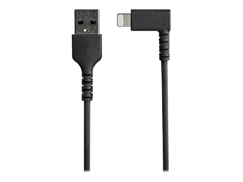 StarTech.com 2m USB A to Lightning Cable iPhone iPad Durable Right Angled 90 Degree Black Charger Cord w/Aramid Fiber