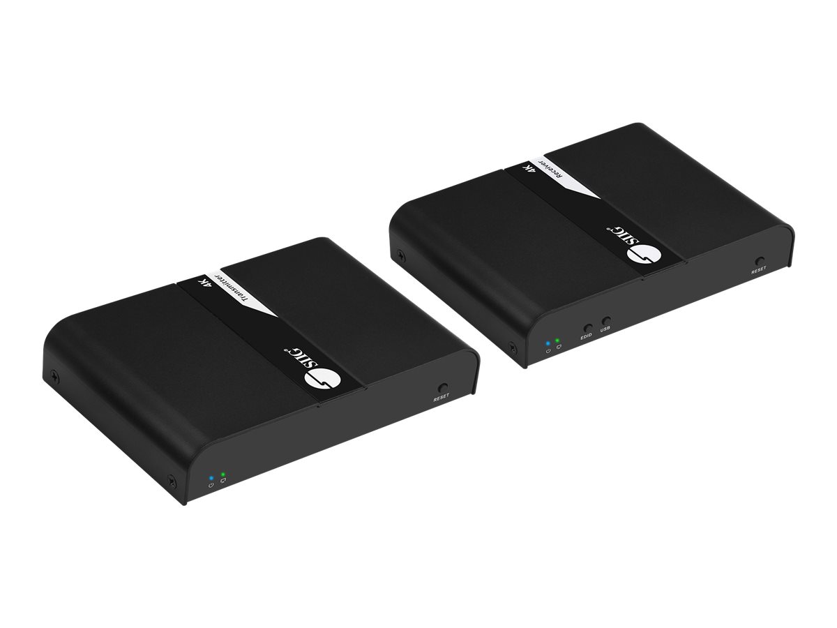 SIIG HDMI 4K30Hz KVM over Cat 6 Extender - transmitter and receiver - video/audio/USB extender - USB 2.0, HDMI