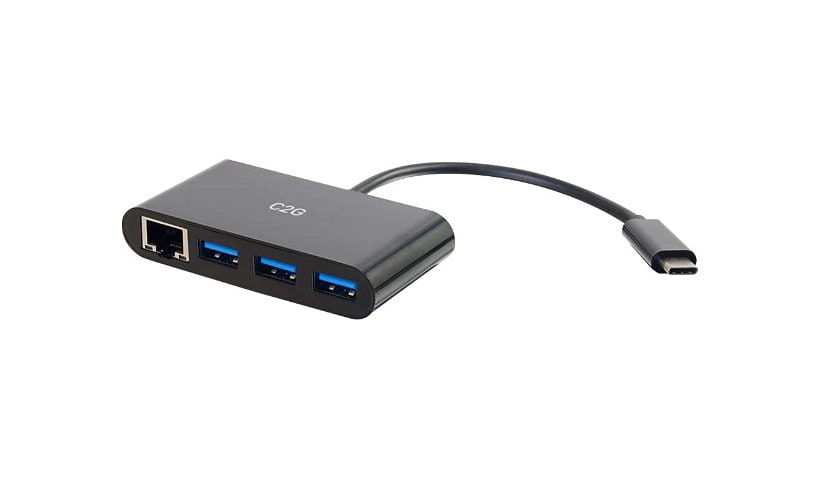 C2G USB C Hub with Ethernet - 3-Port USB Hub - hub - 3 ports