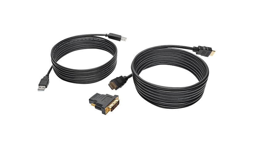 Tripp Lite 10ft HDMI DVI USB KVM Cable Kit USB A/B Keyboard Video Mouse 10' - video / audio / data cable kit - HDMI /