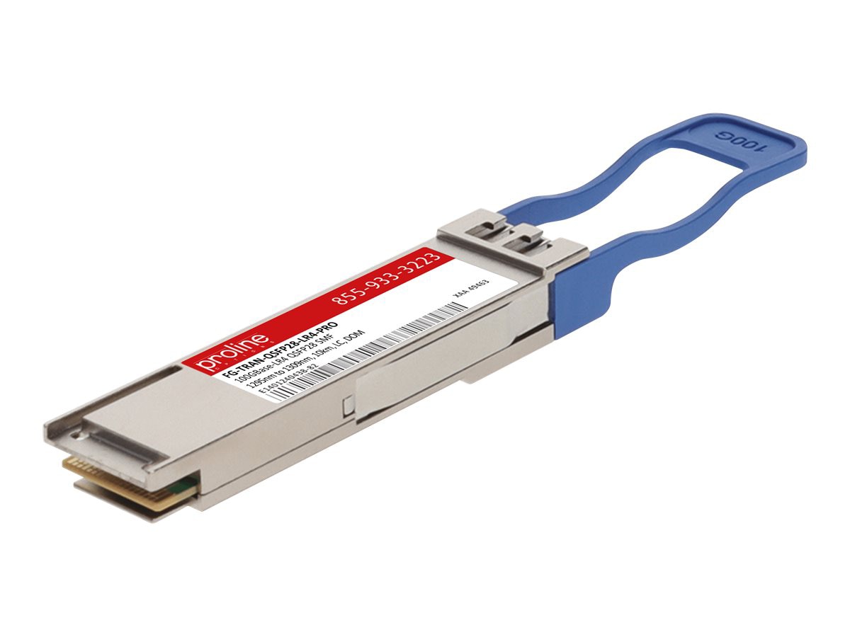 Proline Fortinet® FG-TRAN-QSFP28-LR4 Compatible TAA 100GBase-LR4 QSFP28 Transceiver (SMF, 1295nm to 1309nm, 10km, LC,