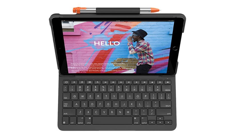 Étui mince Logitech avec étui à clavier de 10,2 po pour iPad (7e, 8e et 9e génération) – clavier et étui – graphite