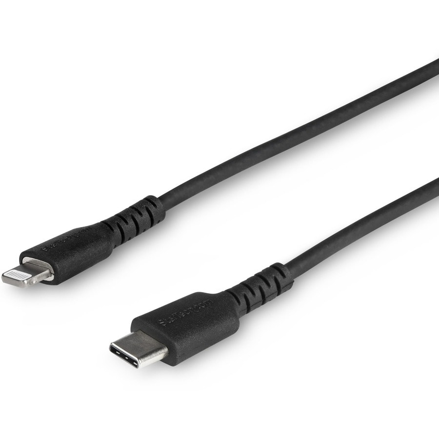 StarTech.com 3 foot/1m Durable USB-C to Lightning Cable, Black MFi Certified iPhone Charging Cord