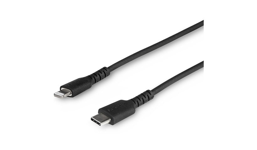 StarTech.com 3 foot/1m Durable USB-C to Lightning Cable, Black MFi Certified iPhone Charging Cord
