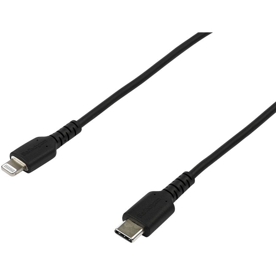 StarTech.com 6 foot/2m Durable USB-C to Lightning Cable, Black MFi Certified iPhone Charging Cord