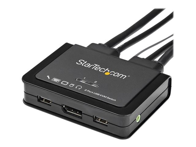 Thumbnail 3 of 9 for StarTech.com 2 Port DisplayPort KVM Switch - 4K 60Hz - UHD DP 1.2 USB KVM Switch w/ 4ft Cables & Audio - Bus Powered