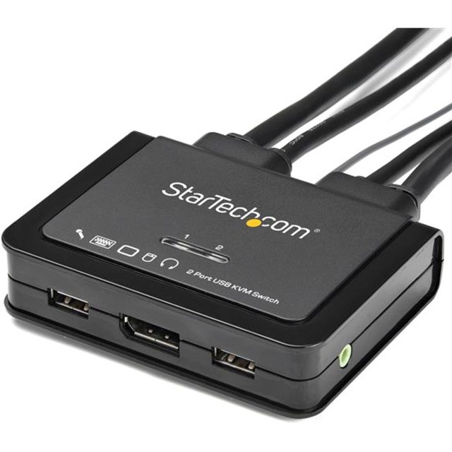 Thumbnail 4 of 9 for StarTech.com 2 Port DisplayPort KVM Switch - 4K 60Hz - UHD DP 1.2 USB KVM Switch w/ 4ft Cables & Audio - Bus Powered