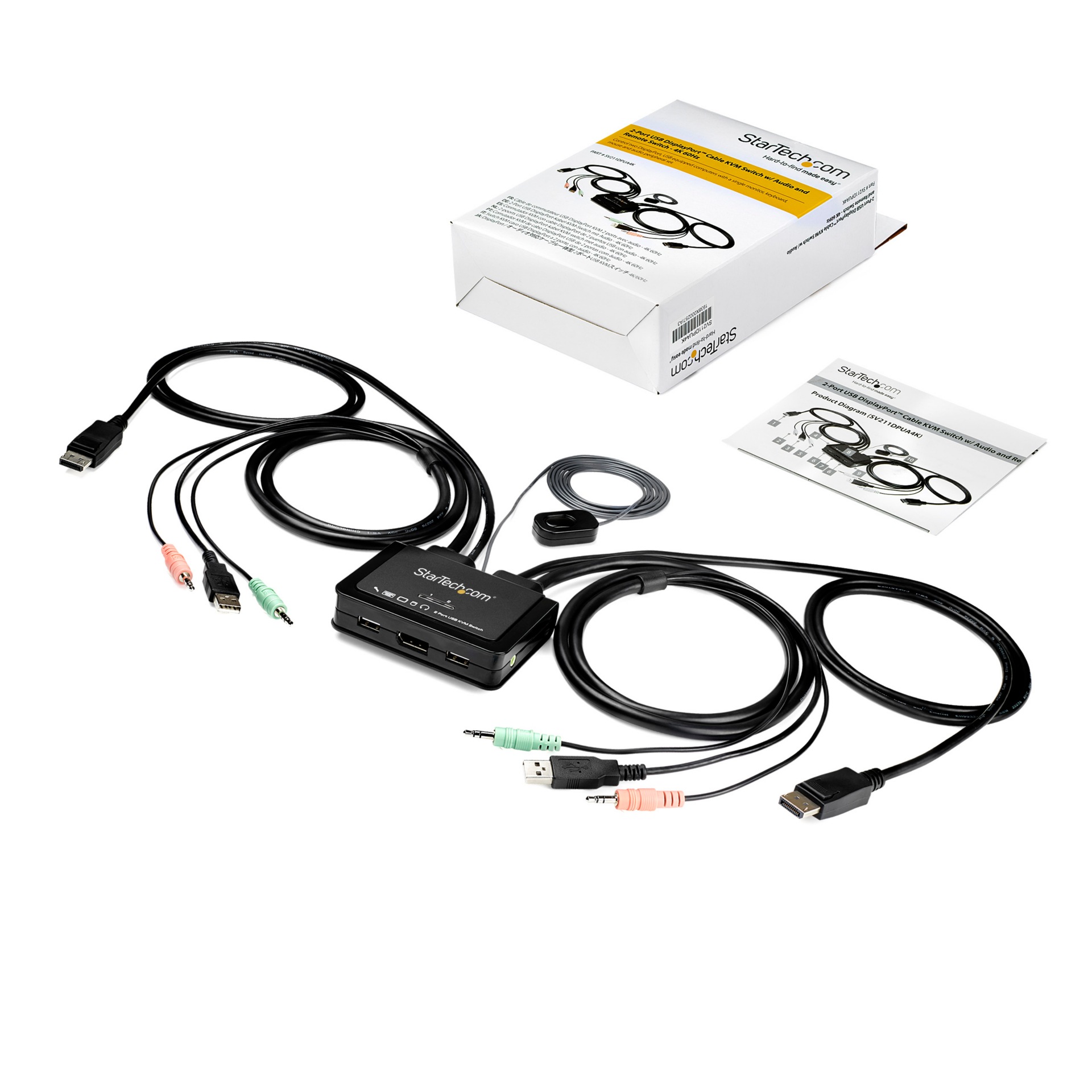 Thumbnail 6 of 9 for StarTech.com 2 Port DisplayPort KVM Switch - 4K 60Hz - UHD DP 1.2 USB KVM Switch w/ 4ft Cables & Audio - Bus Powered