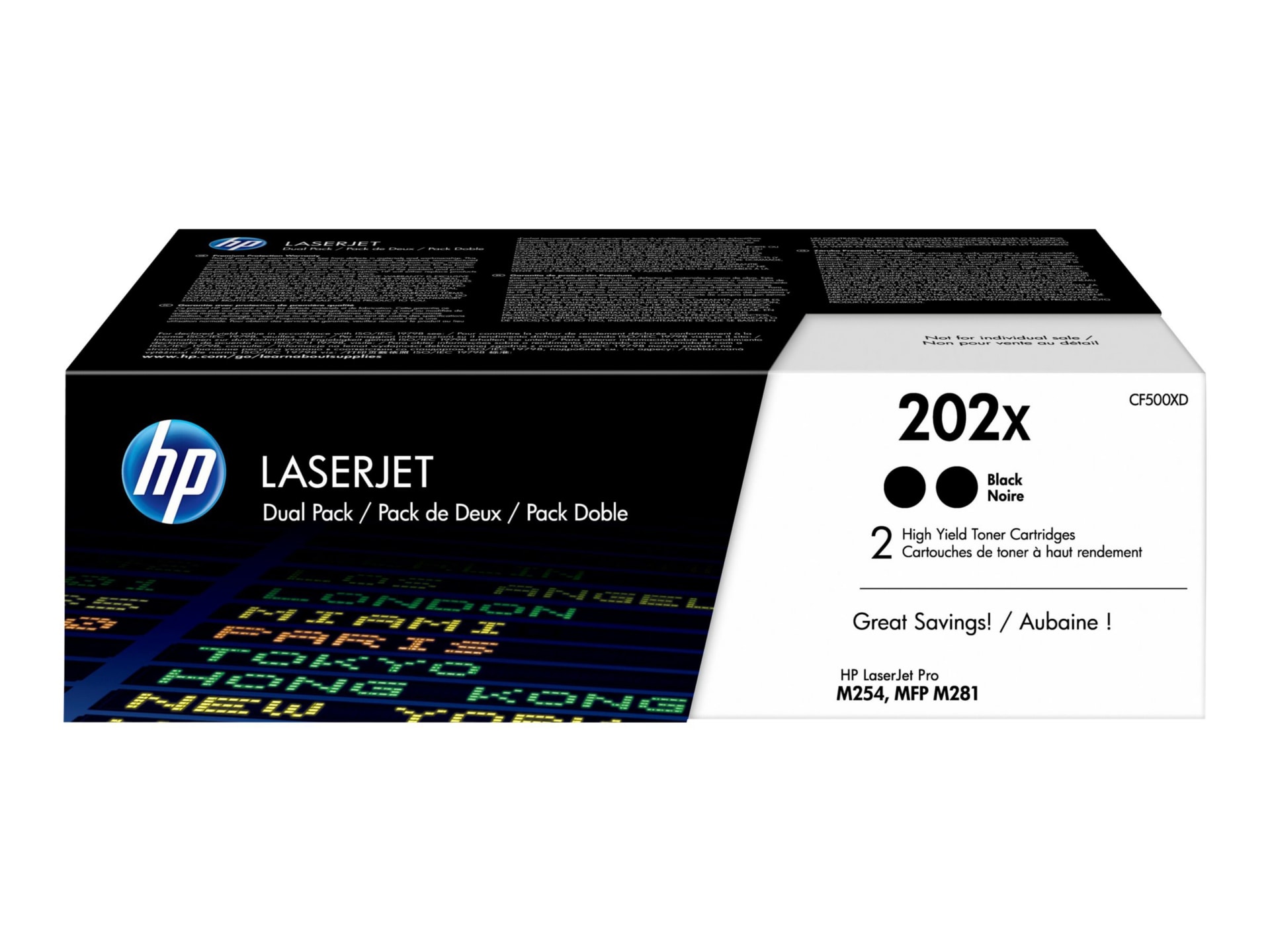 HP 202X (CF500XD) Original High Yield Laser Toner Cartridge - Multi-pack - Black - 1 Each - 3200 Pages Black