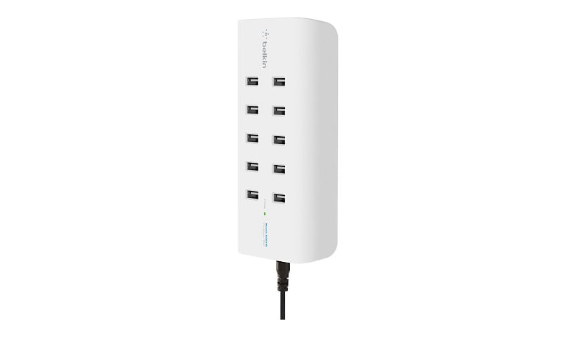 Barre d’alimentation de station de recharge USB Belkin RockStar à 10 ports - blanc