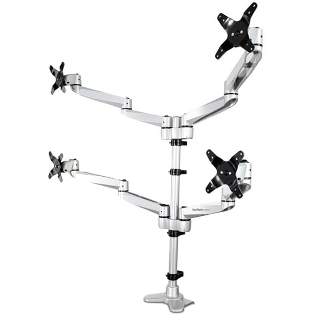 StarTech.com Desk Mount Quad Monitor Arm - Premium Articulating 4 Monitor VESA Mount 10 inch - Clamp