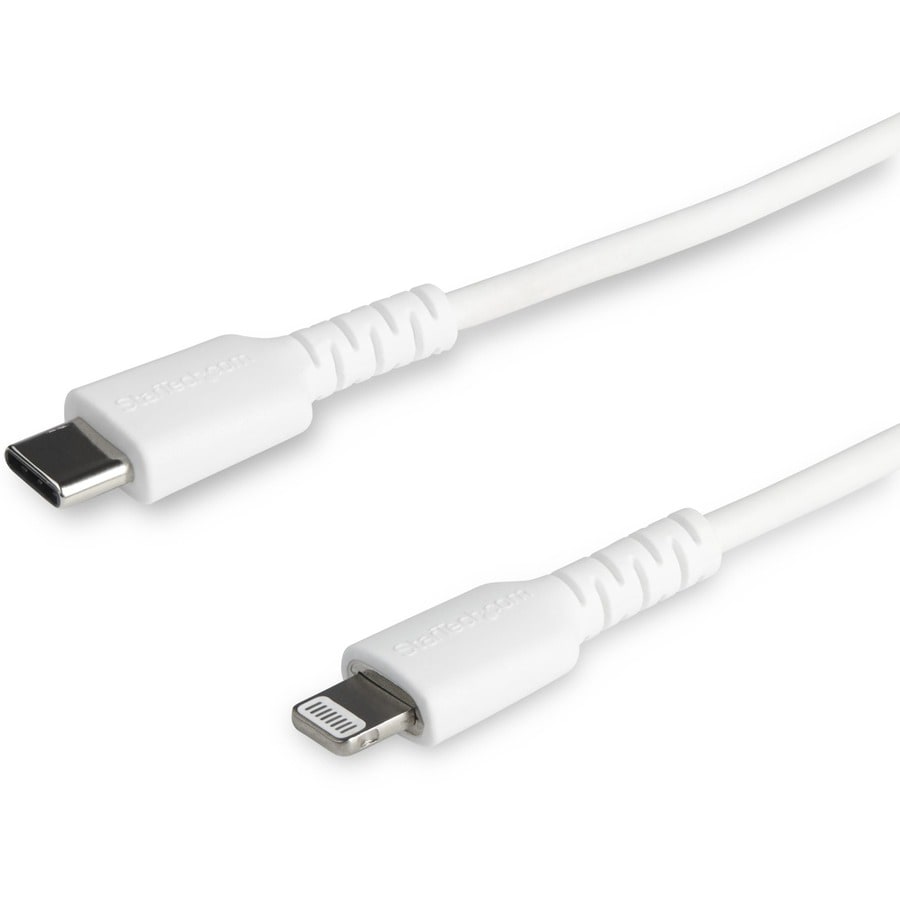 StarTech.com 3 foot/1m Durable USB-C to Lightning Cable, White MFi Certified iPhone Charging Cord