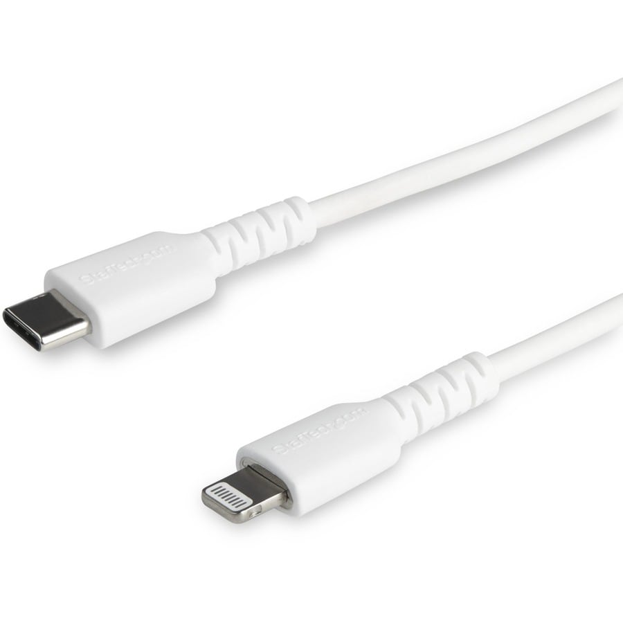 StarTech.com 6 foot/2m Durable USB-C to Lightning Cable, White MFi  Certified iPhone Charging Cord - RUSBCLTMM2MW - USB Cables 