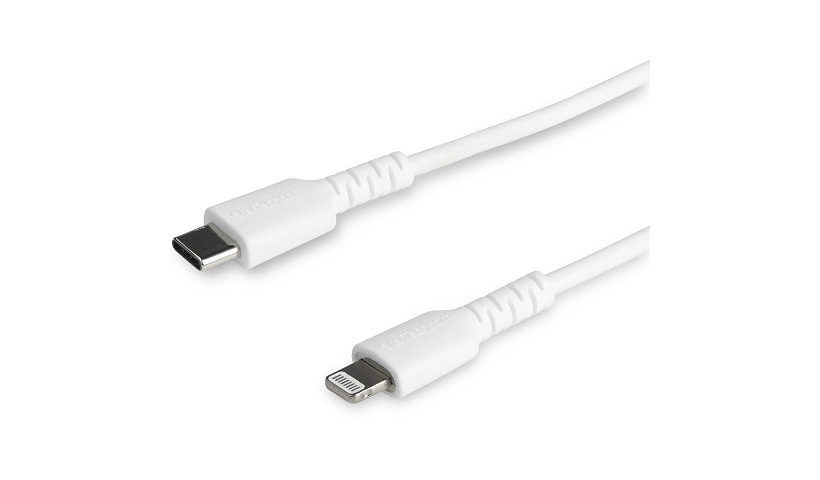 StarTech.com 6 foot/2m Durable USB-C to Lightning Cable, White MFi Certified iPhone Charging Cord