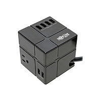Tripp Lite Surge Protector Power Cube 3-Outlet 6 USB-A 7.2A 6ft Cord Black