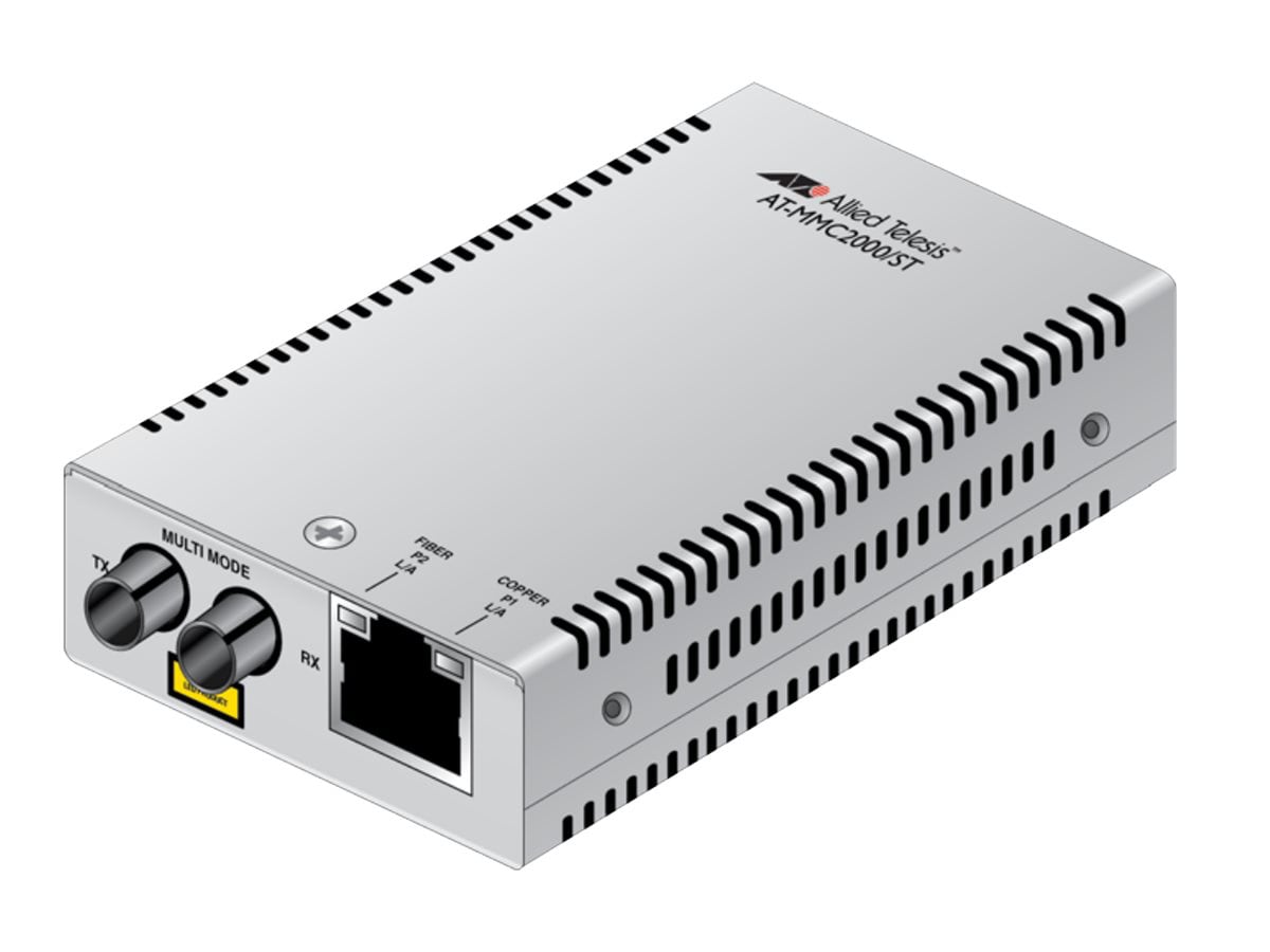 Allied Telesis AT MMC2000/ST - fiber media converter - 1GbE - TAA Compliant