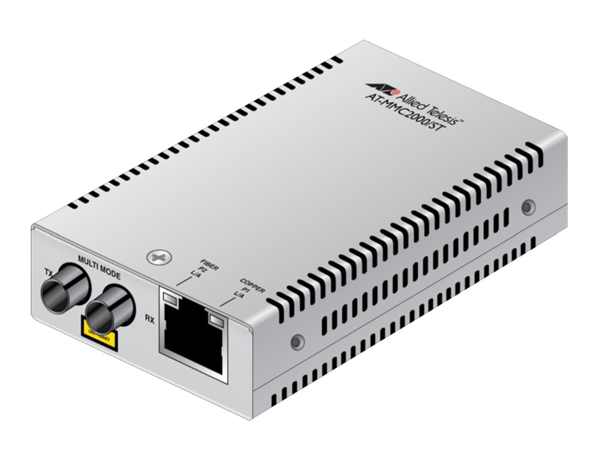 Allied Telesis AT MMC2000/ST - fiber media converter - 1GbE - TAA