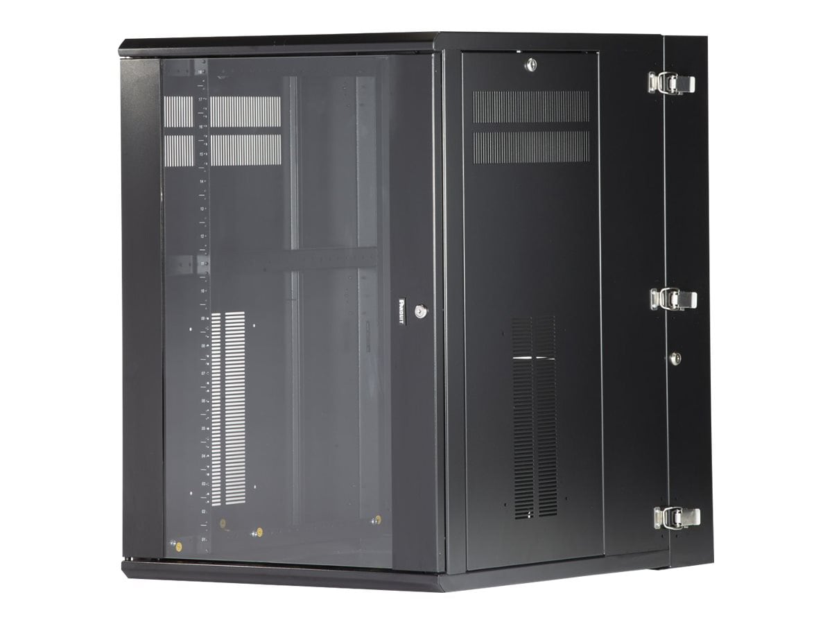 Panduit Wall Mount Cabinet, 18RU, 30" Depth, Windowed Door, Black