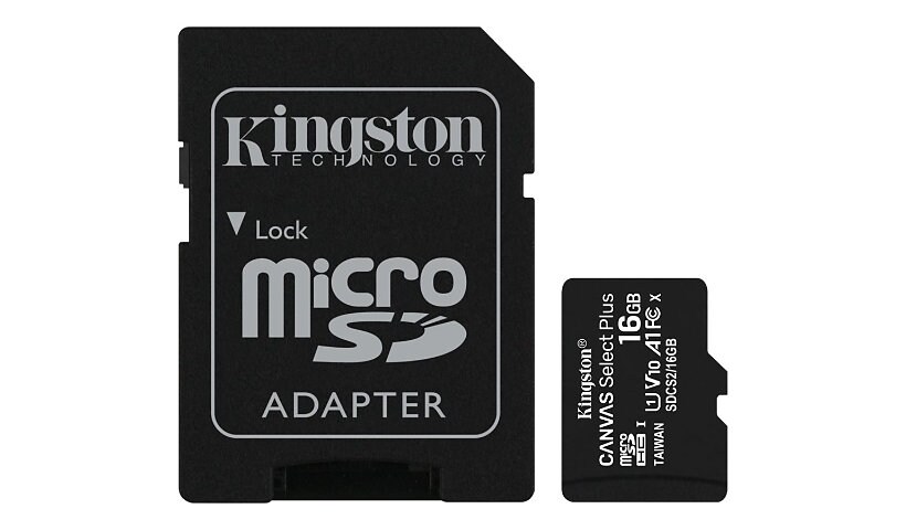 Kingston Canvas Select Plus - flash memory card - 16 GB - microSDHC UHS-I