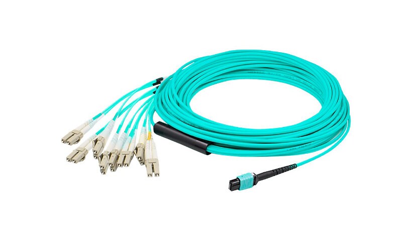 Proline 7m MPO (M) to 8xLC (M) 8-Strand Aqua OM4 Fiber Fanout Cable