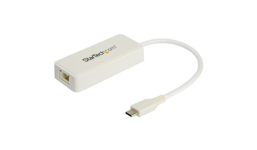 StarTech.com USB C to Gigabit Ethernet Adapter w/USB A Port - White 1Gbps USB 3.0 to RJ45 Network