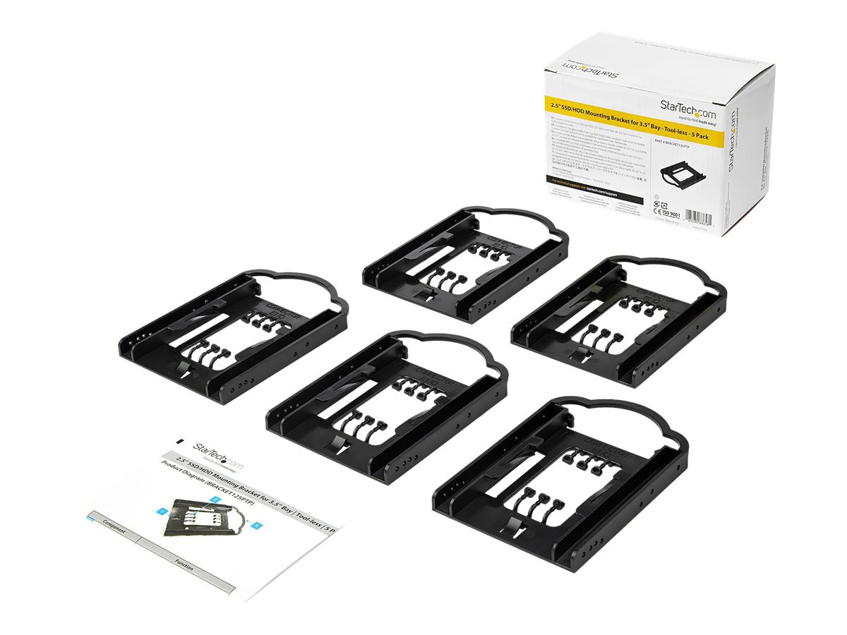 Thumbnail 6 of 9 for StarTech.com 5 Pack - 2.5" SSD / HDD Mounting Bracket for 3.5" Drive Bay - Tool-less - SSD Mounting Bracket 2.5 to 3.5