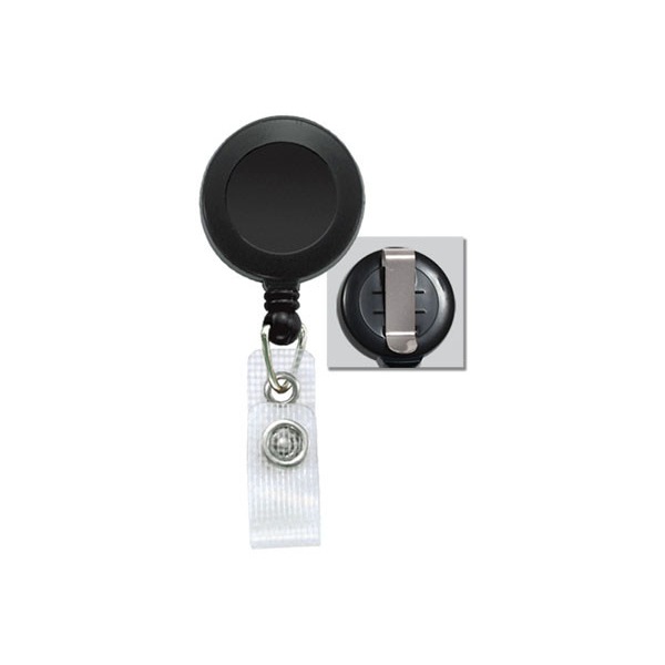 Brady People ID Badge Reel with Reinforced Vinyl Strap & Belt Clip - Black