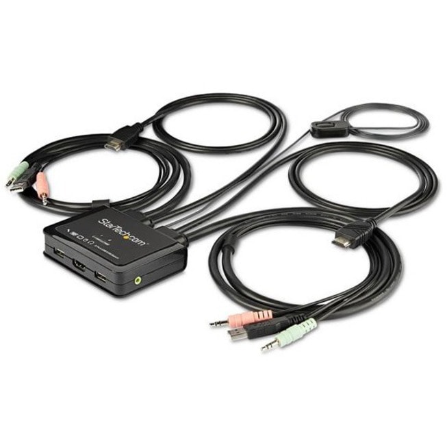 StarTech.com 2 Port HDMI KVM Switch - 4K 60Hz Compact UHD Dual HDMI USB KVM Switch w/Cables and Audio