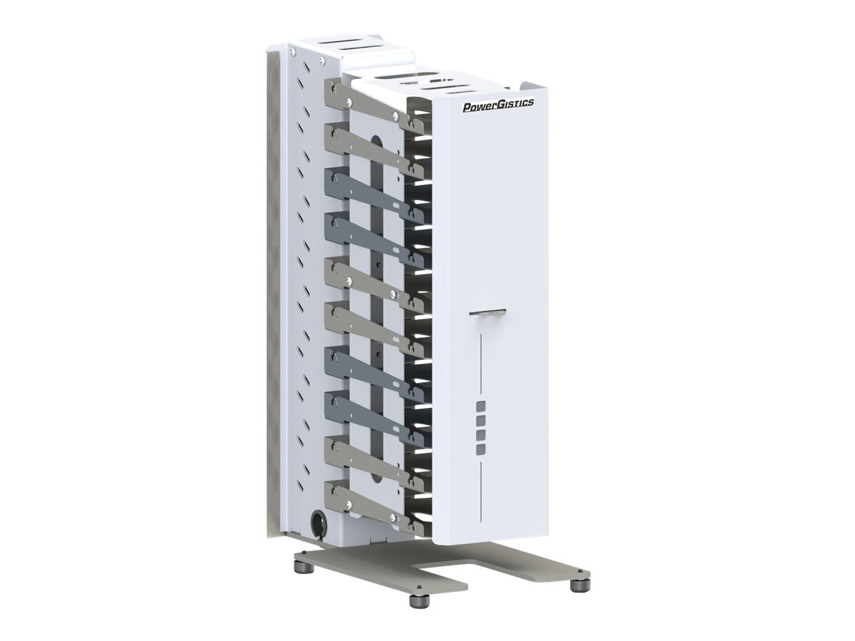 PowerGistics CellTower10 shelving system - for 10 tablets / cellular phones - gray, white