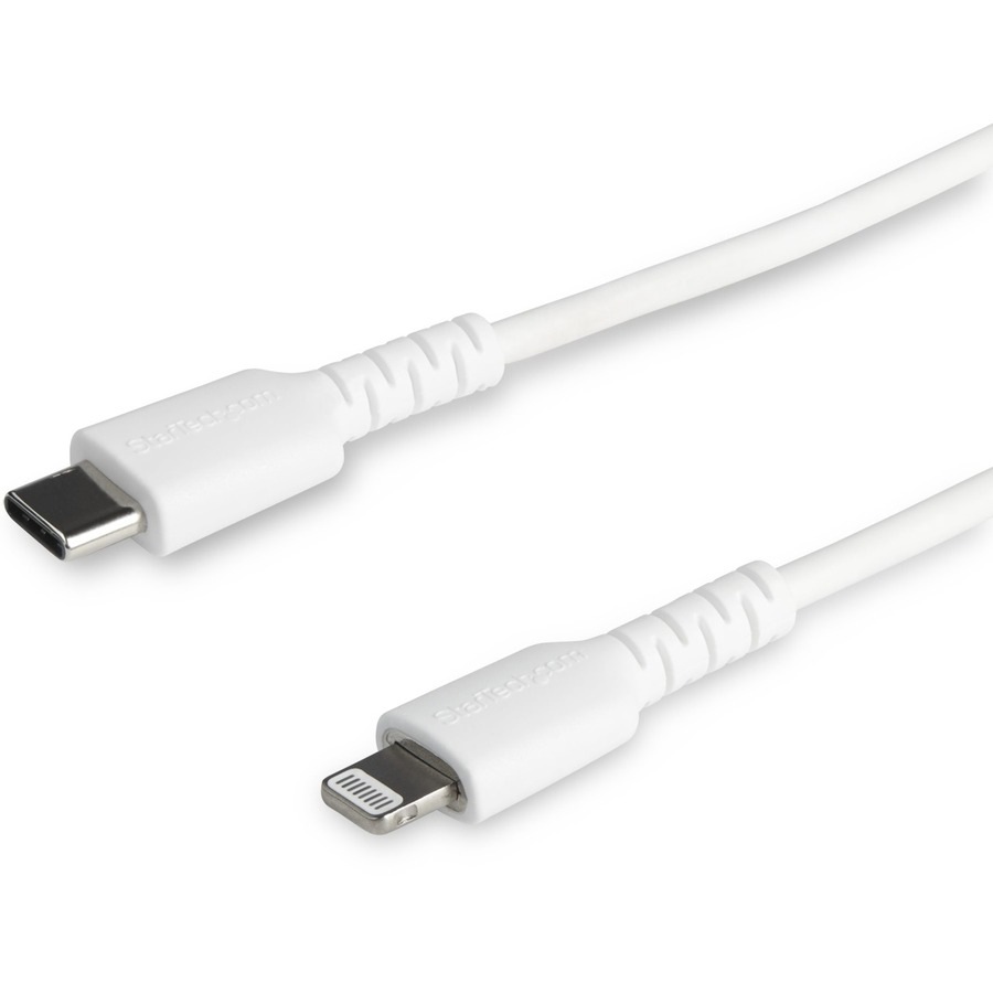StarTech.com 6 foot/2m Durable White USB-C to Lightning Cable, Rugged Heavy