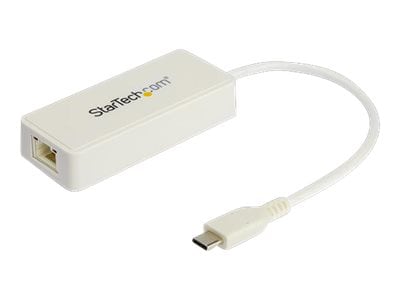 StarTech.com USB C to Gigabit Ethernet Adapter w/USB A Port - USB 3.0 White