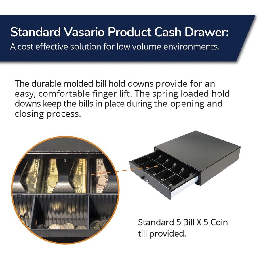 Thumbnail 4 of 8 for apg Manual 16.2" Point of Sale Cash Drawer | Vasario Series VP101-BL1616 | Push-Button Operation | Plastic Till with 5
