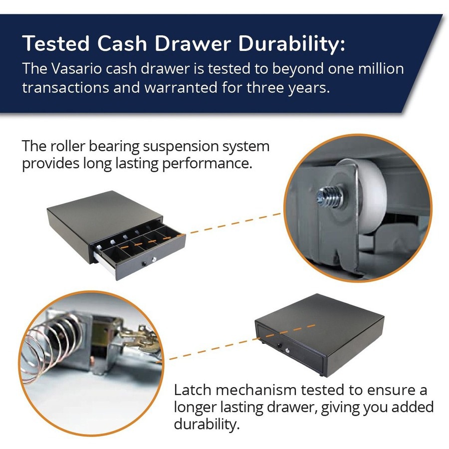 Thumbnail 5 of 8 for apg Manual 16.2" Point of Sale Cash Drawer | Vasario Series VP101-BL1616 | Push-Button Operation | Plastic Till with 5