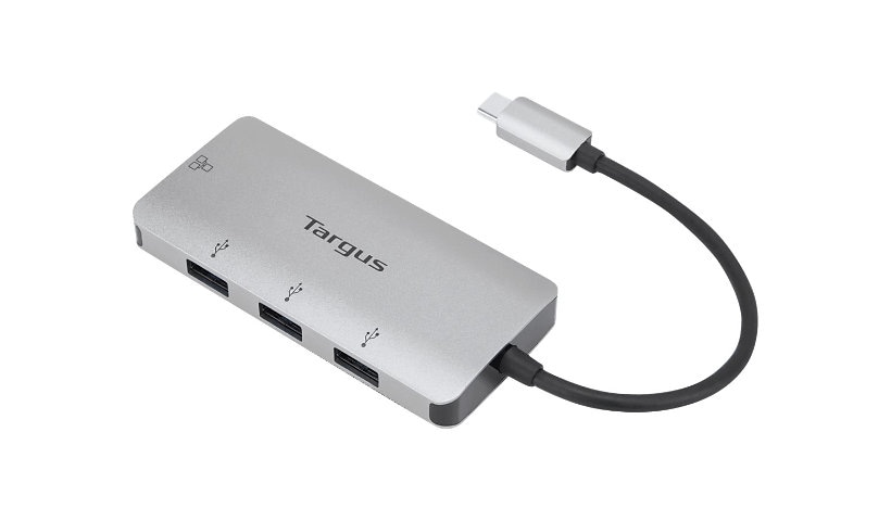 Targus USB-C Ethernet Adapter with 3x USB-A Ports - network adapter - USB-C