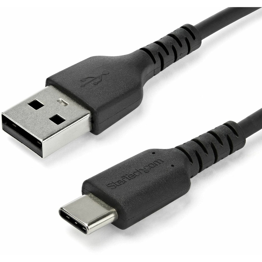 StarTech.com 1m USB A to USB C Charging Cable - Durable Fast Charge and Sync Aramid Fiber 3A Black