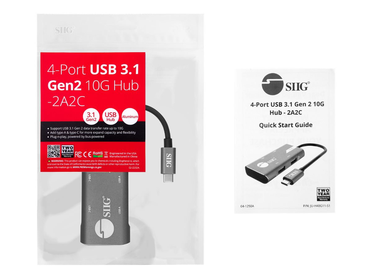 SIIG 4-Port USB 3.1 Gen 2 10G Hub - hub - 4 ports