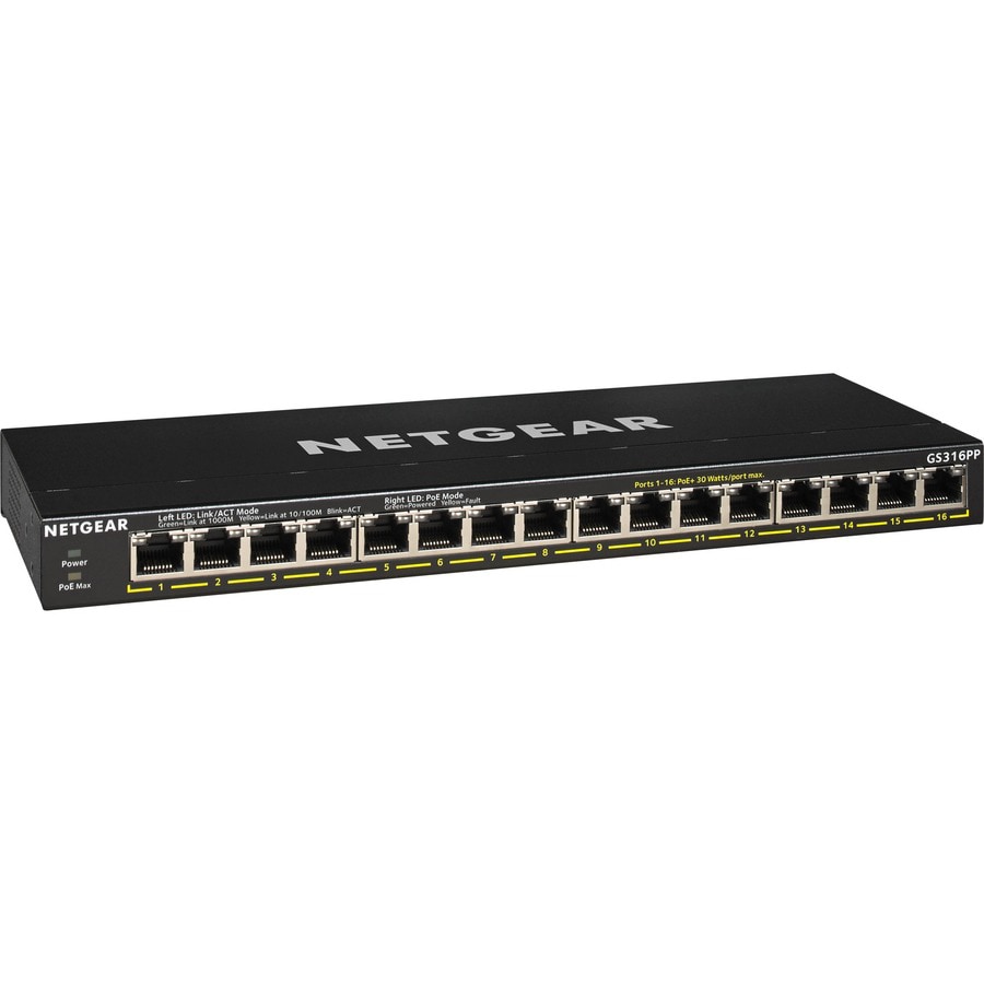 NETGEAR 16-Port Gigabit Ethernet Unmanaged PoE+ Switch 183W (GS316PP)