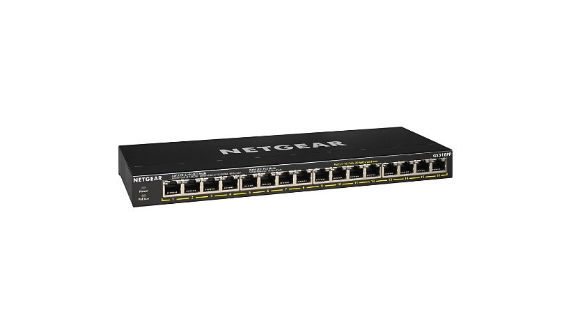 NETGEAR 16-Port Gigabit Ethernet Unmanaged PoE+ Switch 183W (GS316PP)