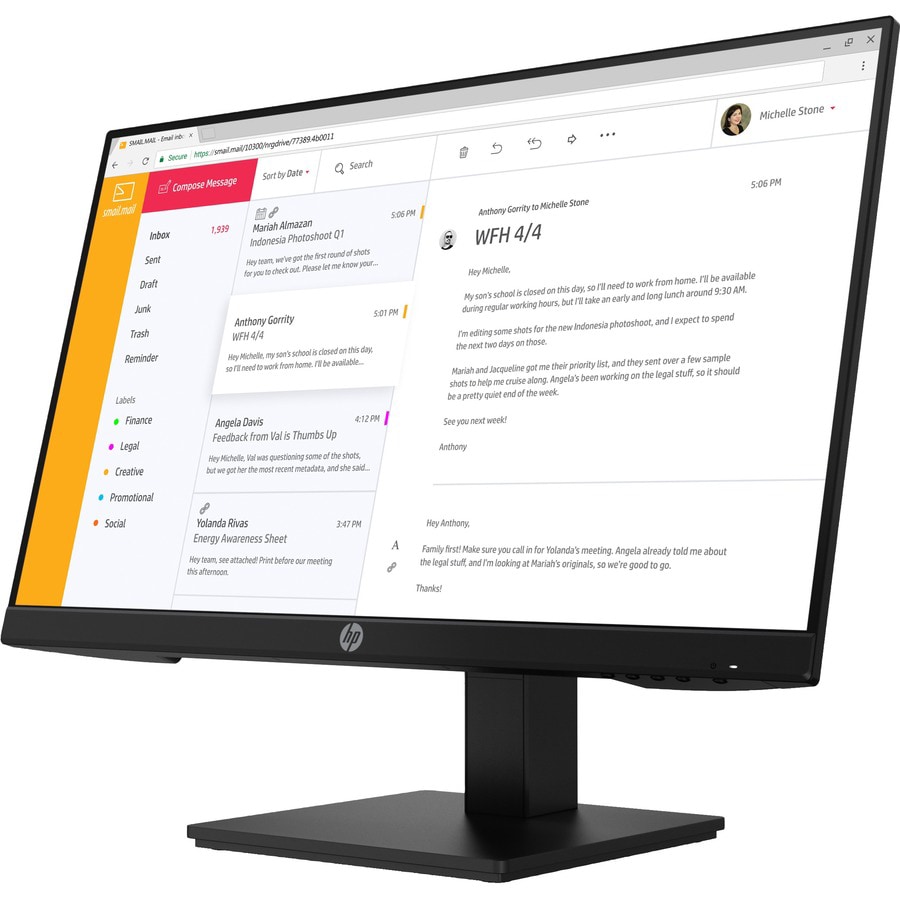 HP P24h G4 24" Class Full HD LCD Monitor - 16:9 - Height Adjustable - Black