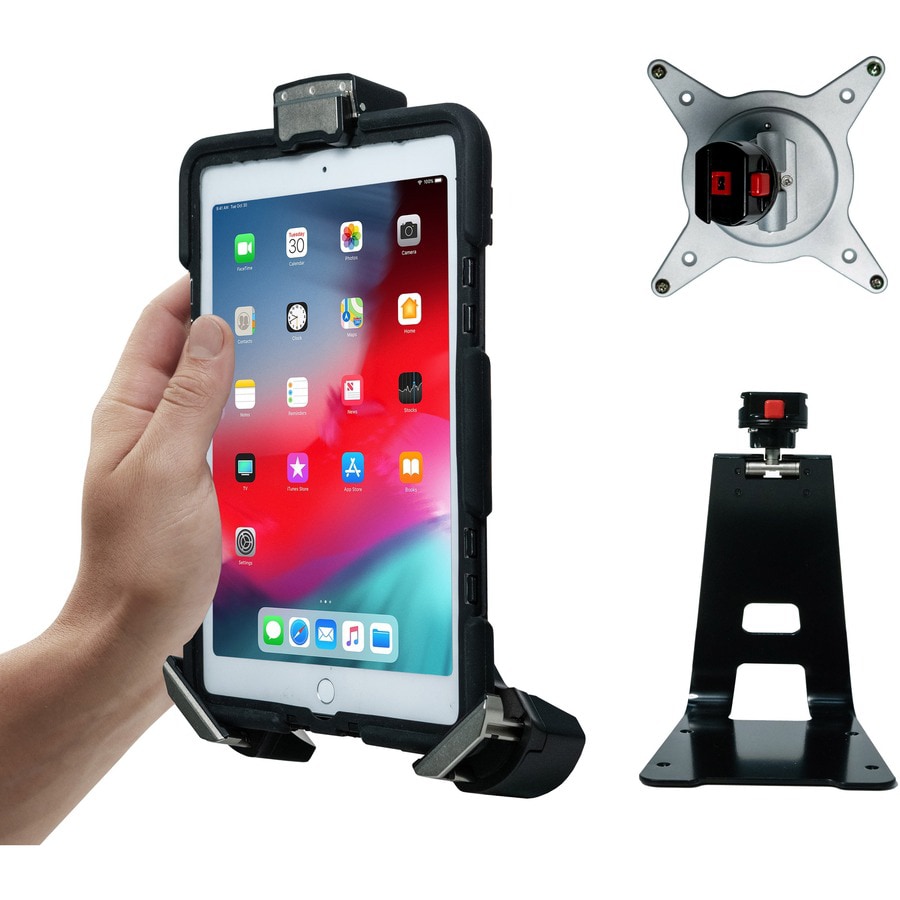 CTA Digital Tri-Grip Tablet Security Clasp with Quick-Connect Base and VESA Mount for 7-13 inch tablets, including the