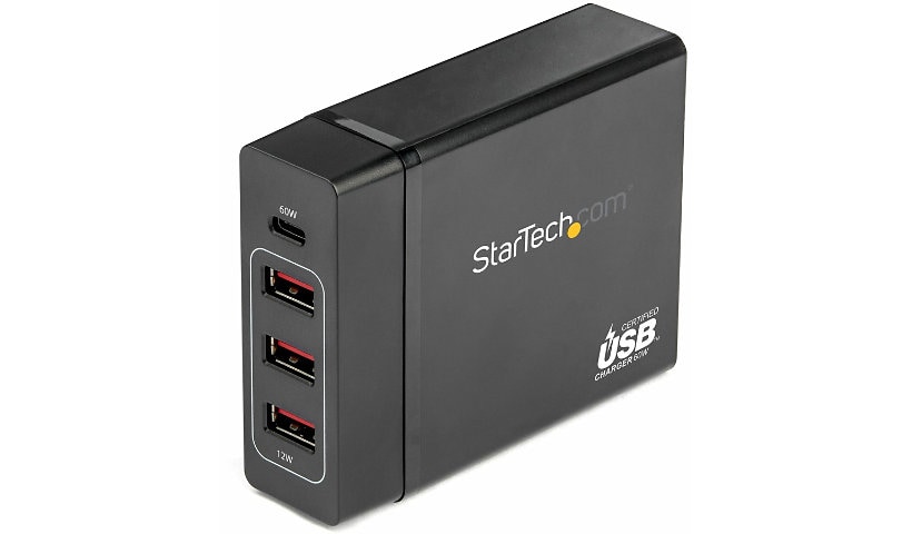 StarTech.com USB-C Charging Station w/ PD 72W USB-C + USB-A Portable USB-C Power Adapter/Charger