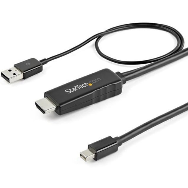 StarTech.com 3ft (1m) HDMI to Mini DisplayPort Cable 4K 30Hz - Active HDMI to mDP Adapter Cable with Audio - USB Powered